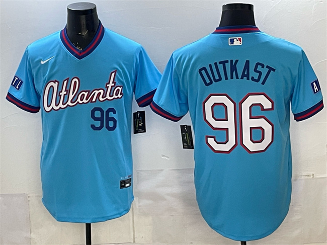 Men's Atlanta Braves #96 OutKast Powder Blue 2026 City Connect Stadium Stitched Baseball Jersey Men's Atlanta Braves #96 OutKast Powder Blue 2026 City Connect Stadium Stitched Baseball Jersey